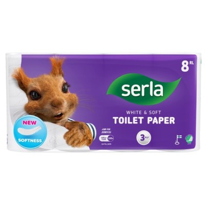 Tualetinis popierius 3-ų sluoksnių SERLA, 8 vnt