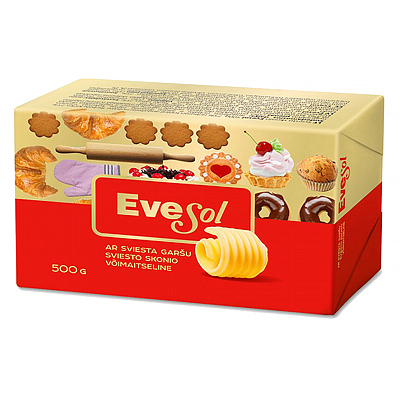 Margarine for baking with butter EVESOL 72%, 500 g