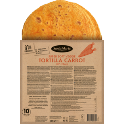 Tortillas with carrots, 10 inches, 25cm, Santa Maria (10pcs), 620 g